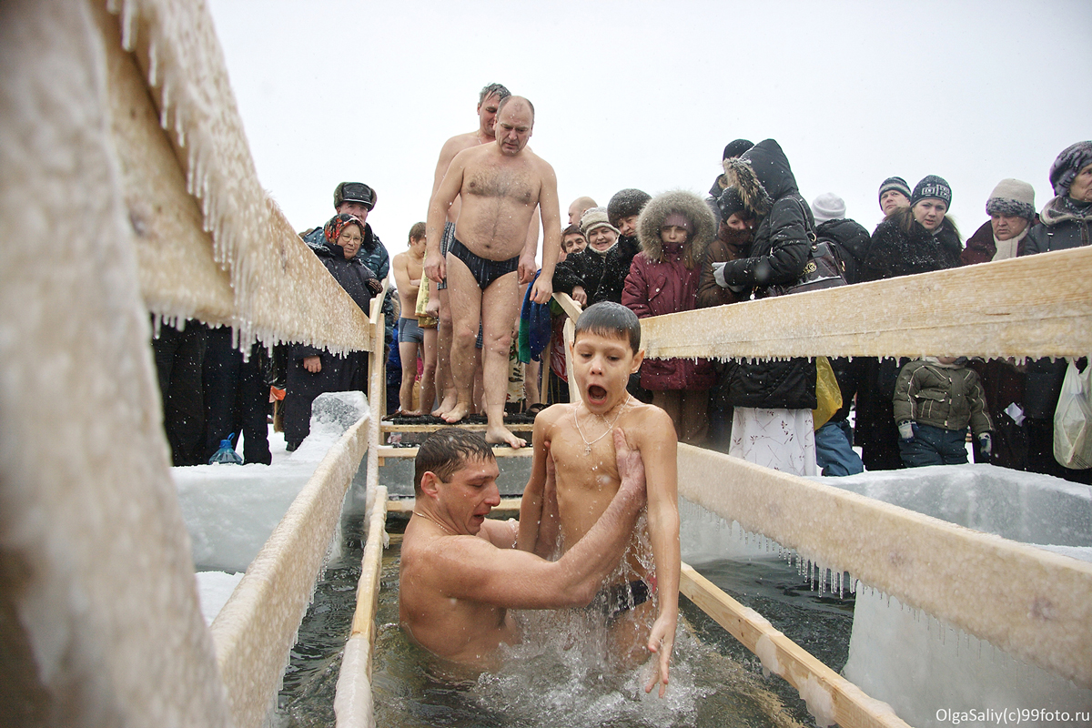 winter swimmer in Siberia
