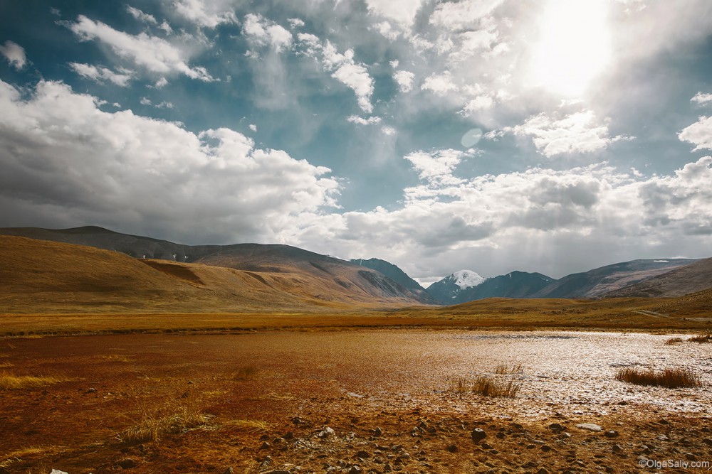 Altai Mountains. Travel in Russia. Red lake