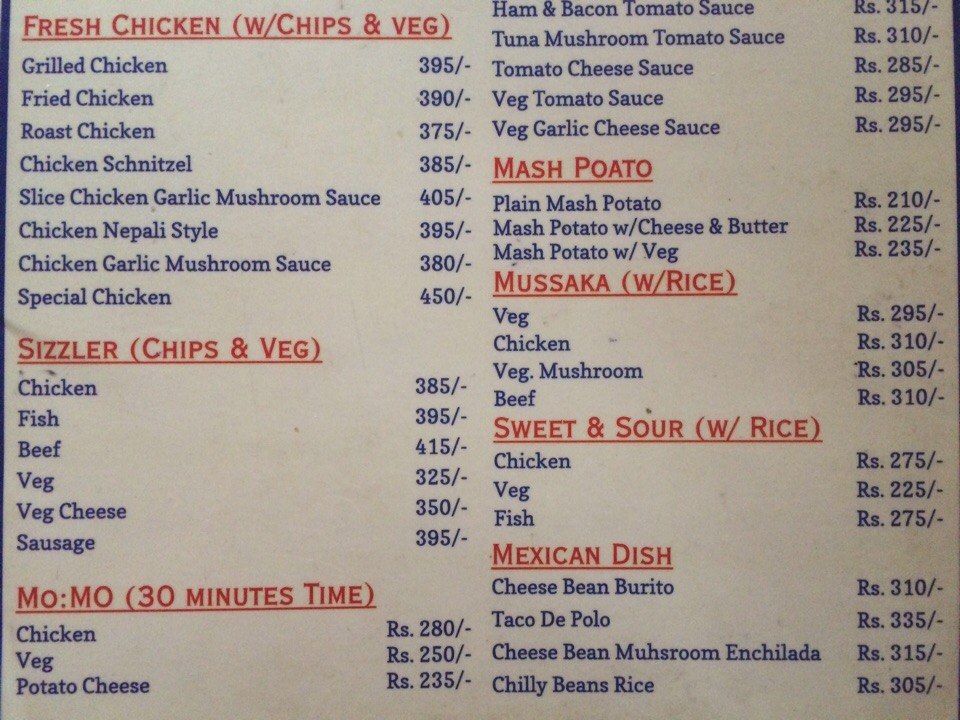 Nepali Food price in Pokhara and Kathmandu