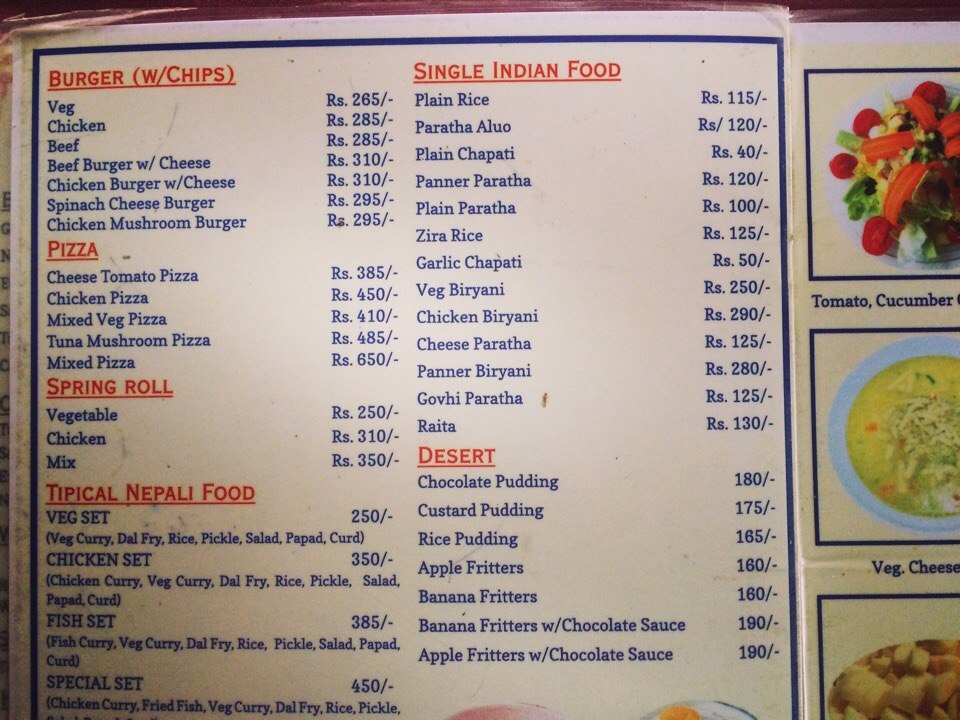 Nepali Food price in Pokhara and Kathmandu