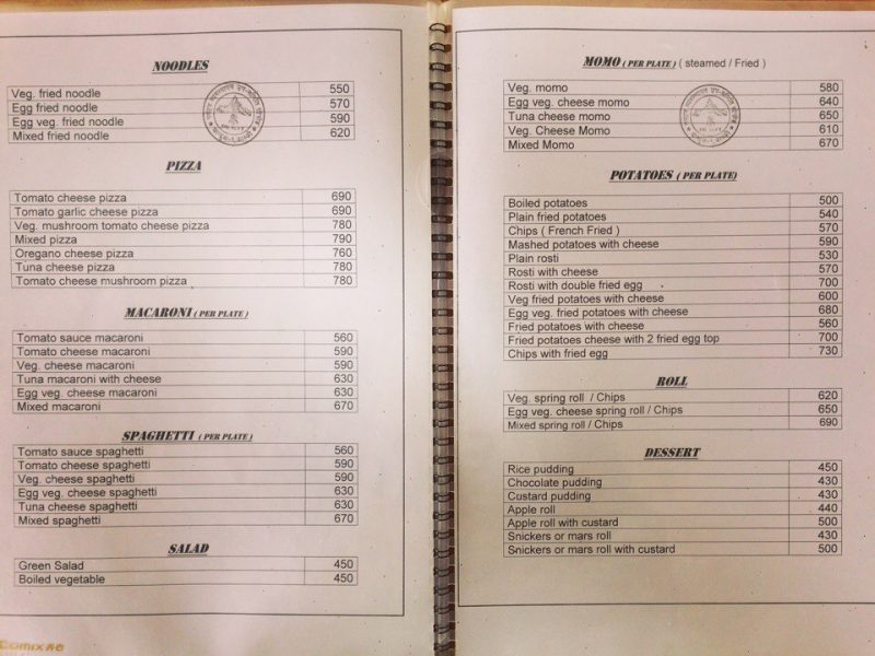 Nepalese Food and Menu in pictures