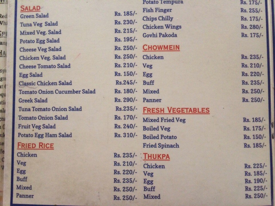 Nepali Food price in Pokhara and Kathmandu