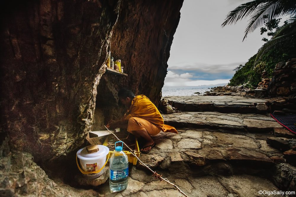 Monk living in cave Samui