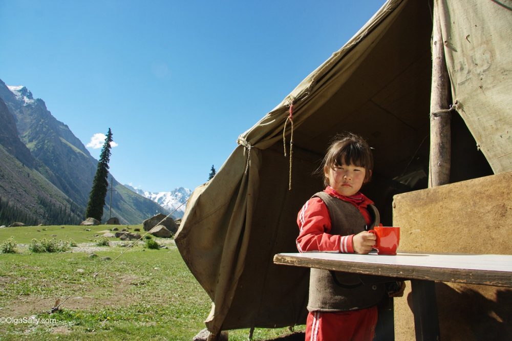 Kyrgyzstan girl, camp near Issyk-Kul