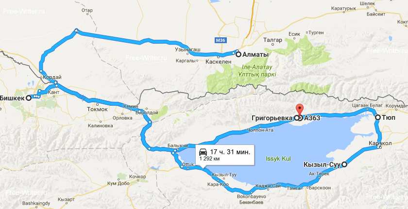 Issyk-Kul roadtrip map